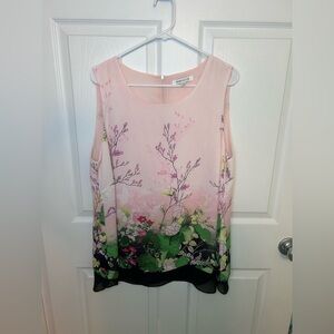 Rose & Olive Pink Floral Sleeveless Blouse